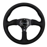 NRG Reinforced Steering Wheel (350mm / 2.5in. Deep)Blk Alcantara Comfort Grip w/4mm Matte Blk Spokes