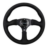 NRG Reinforced Steering Wheel (350mm / 2.5in. Deep)Blk Alcantara Comfort Grip w/4mm Matte Blk Spokes