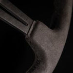 NRG Reinforced Steering Wheel (350mm / 3in. Deep) Black Leather w/ Alcantara Stitching