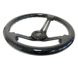 NRG Reinforced Steering Wheel (350mm / 3in. Deep) Black Multi Color Flake Wood w/ Black Matte Center