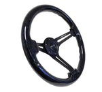 NRG Reinforced Steering Wheel (350mm / 3in. Deep) Black Multi Color Flake Wood w/ Black Matte Center