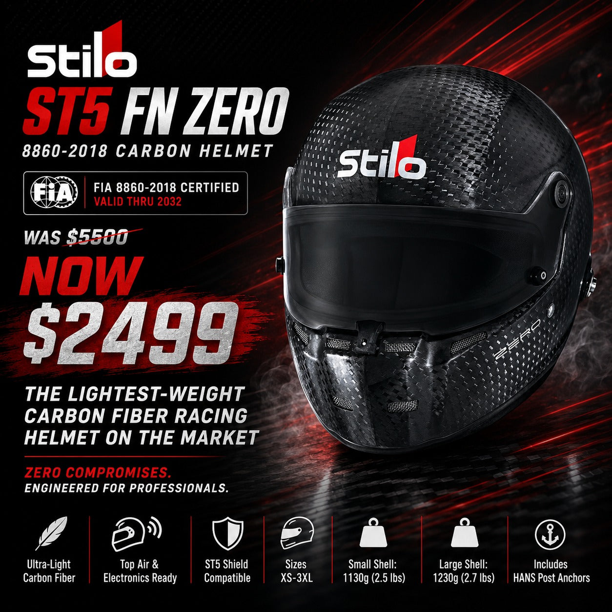 Stilo ST5 FN ZERO 8860-2018 Carbon Fiber Helmet