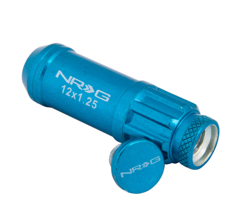 NRG 700 Series M12 X 1.25 Steel Lug Nut w/Dust Cap Cover Set 21 Pc w/Locks & Lock Socket - Blue - Chris Taylor Racing Services