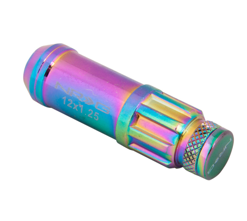 NRG 700 Series M12 X 1.25 Steel Lug Nut w/Dust Cap Cover Set 21 Pc w/Locks & Lock Socket - Neochrome - Chris Taylor Racing Services