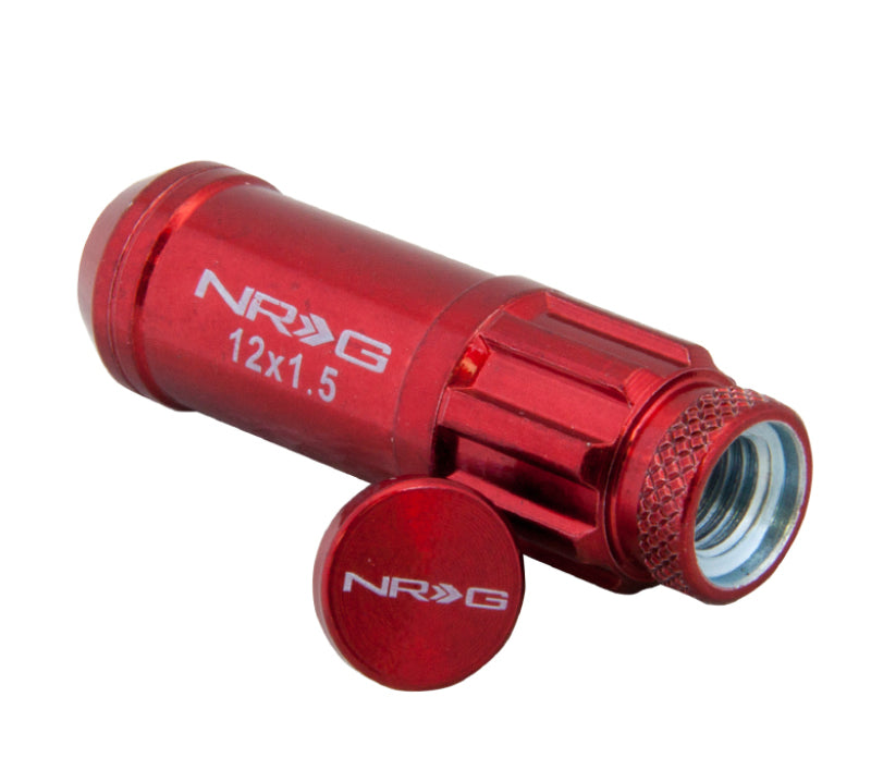 NRG 700 Series M12 X 1.5 Steel Lug Nut w/Dust Cap Cover Set 21 Pc w/Locks & Lock Socket - Red - Chris Taylor Racing Services