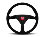 Momo Montecarlo Alcantara Steering Wheel 350 mm - Black/Red Stitch/Black Spokes