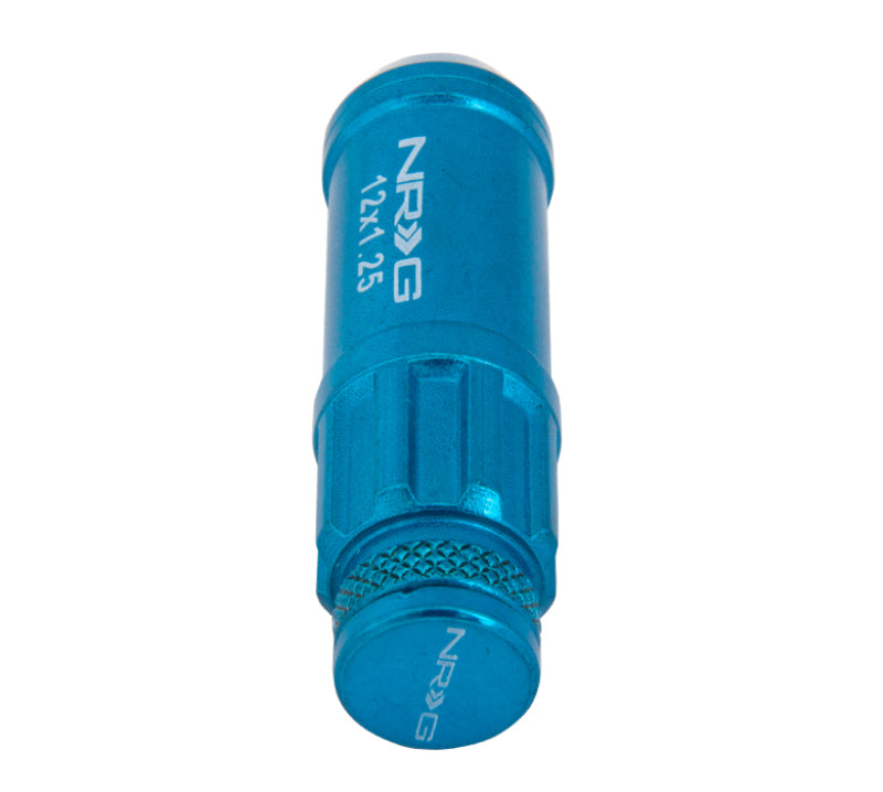 NRG 700 Series M12 X 1.25 Steel Lug Nut w/Dust Cap Cover Set 21 Pc w/Locks & Lock Socket - Blue - Chris Taylor Racing Services