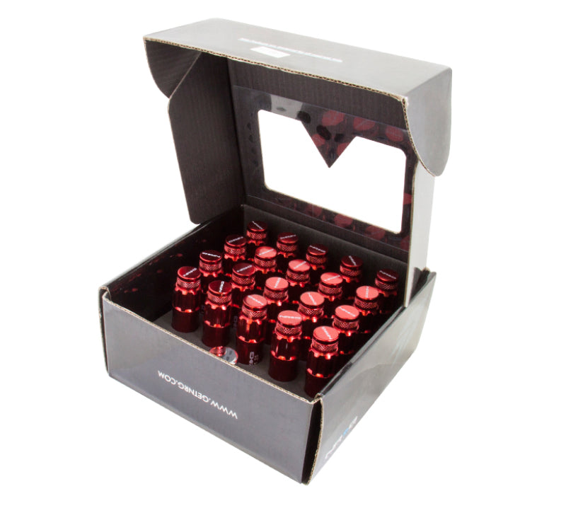 NRG 700 Series M12 X 1.5 Steel Lug Nut w/Dust Cap Cover Set 21 Pc w/Locks & Lock Socket - Red - Chris Taylor Racing Services