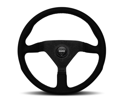 Momo Montecarlo Alcantara Steering Wheel 350 mm - Black/Black Stitch/Black Spokes