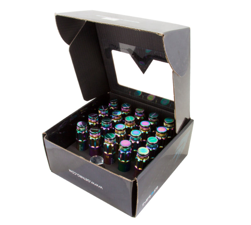 NRG 700 Series M12 X 1.25 Steel Lug Nut w/Dust Cap Cover Set 21 Pc w/Locks & Lock Socket - Neochrome - Chris Taylor Racing Services