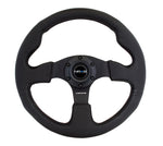 NRG Reinforced Steering Wheel (320mm) Black Leather w/Black Stitching - Chris Taylor Racing Services