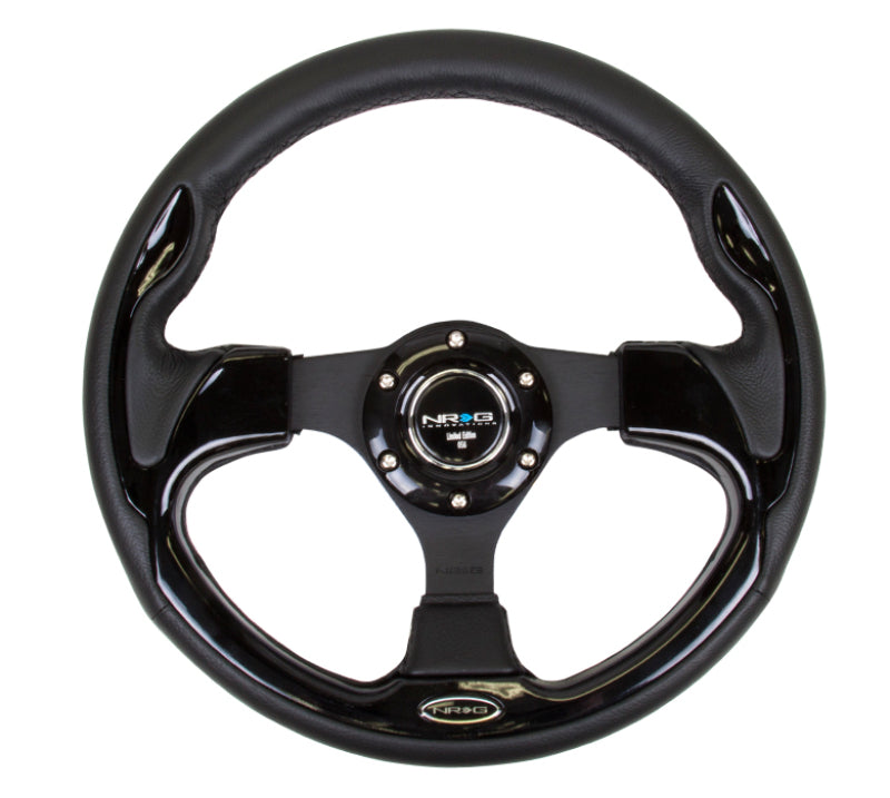 NRG Reinforced Steering Wheel (320mm) Blk w/Gloss Black Trim - Chris Taylor Racing Services