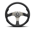 Momo Race Steering Wheel 350 mm - Black Leather/Anth Spokes