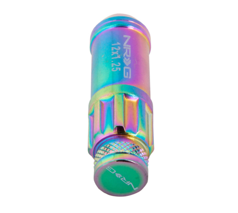 NRG 700 Series M12 X 1.25 Steel Lug Nut w/Dust Cap Cover Set 21 Pc w/Locks & Lock Socket - Neochrome - Chris Taylor Racing Services