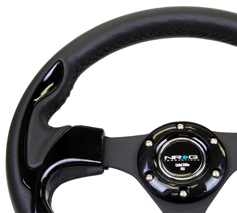 NRG Reinforced Steering Wheel (320mm) Blk w/Gloss Black Trim - Chris Taylor Racing Services