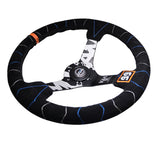NRG Reinforced Steering Wheel (350mm / 3in. Deep) Blk Suede w/Color Stitch (Kyle Mohan Edition)