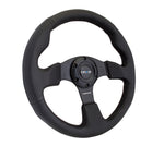 NRG Reinforced Steering Wheel (320mm) Black Leather w/Black Stitching - Chris Taylor Racing Services