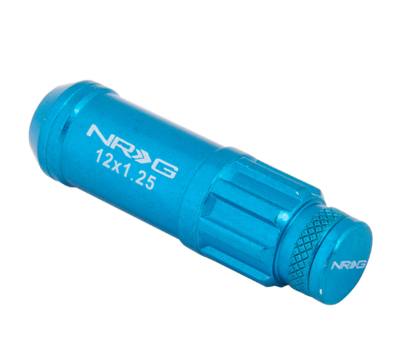 NRG 700 Series M12 X 1.25 Steel Lug Nut w/Dust Cap Cover Set 21 Pc w/Locks & Lock Socket - Blue - Chris Taylor Racing Services
