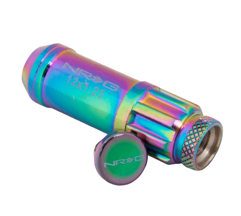 NRG 700 Series M12 X 1.25 Steel Lug Nut w/Dust Cap Cover Set 21 Pc w/Locks & Lock Socket - Neochrome - Chris Taylor Racing Services