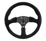 NRG Reinforced Steering Wheel (350mm / 2.5in. Deep) Blk Suede Comfort Grip w/5mm Matte Blk Spokes - Chris Taylor Racing Services