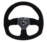NRG Reinforced Steering Wheel (320mm Horizontal / 330mm Vertical) Suede w/Red Stitch - Chris Taylor Racing Services