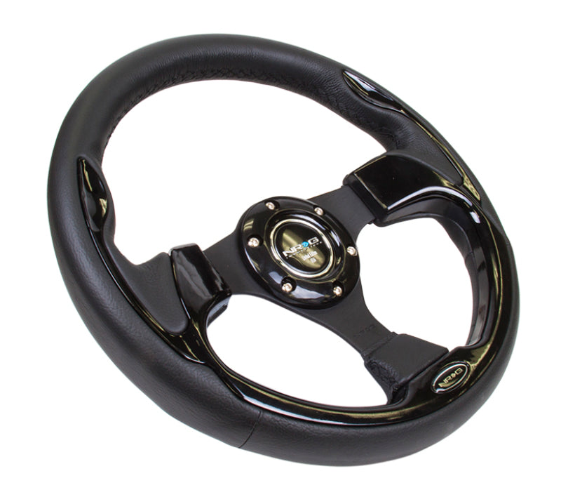NRG Reinforced Steering Wheel (320mm) Blk w/Gloss Black Trim - Chris Taylor Racing Services