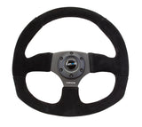 NRG Reinforced Steering Wheel (320mm Horizontal / 330mm Vertical) Black Suede w/Black Stitching - Chris Taylor Racing Services