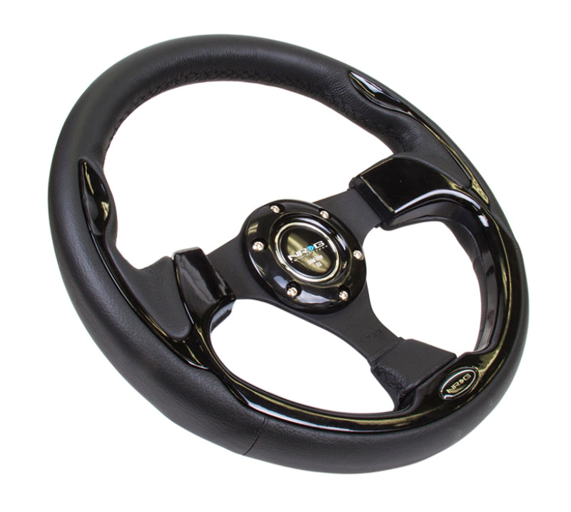 NRG Reinforced Steering Wheel (320mm) Blk w/Gloss Black Trim - Chris Taylor Racing Services